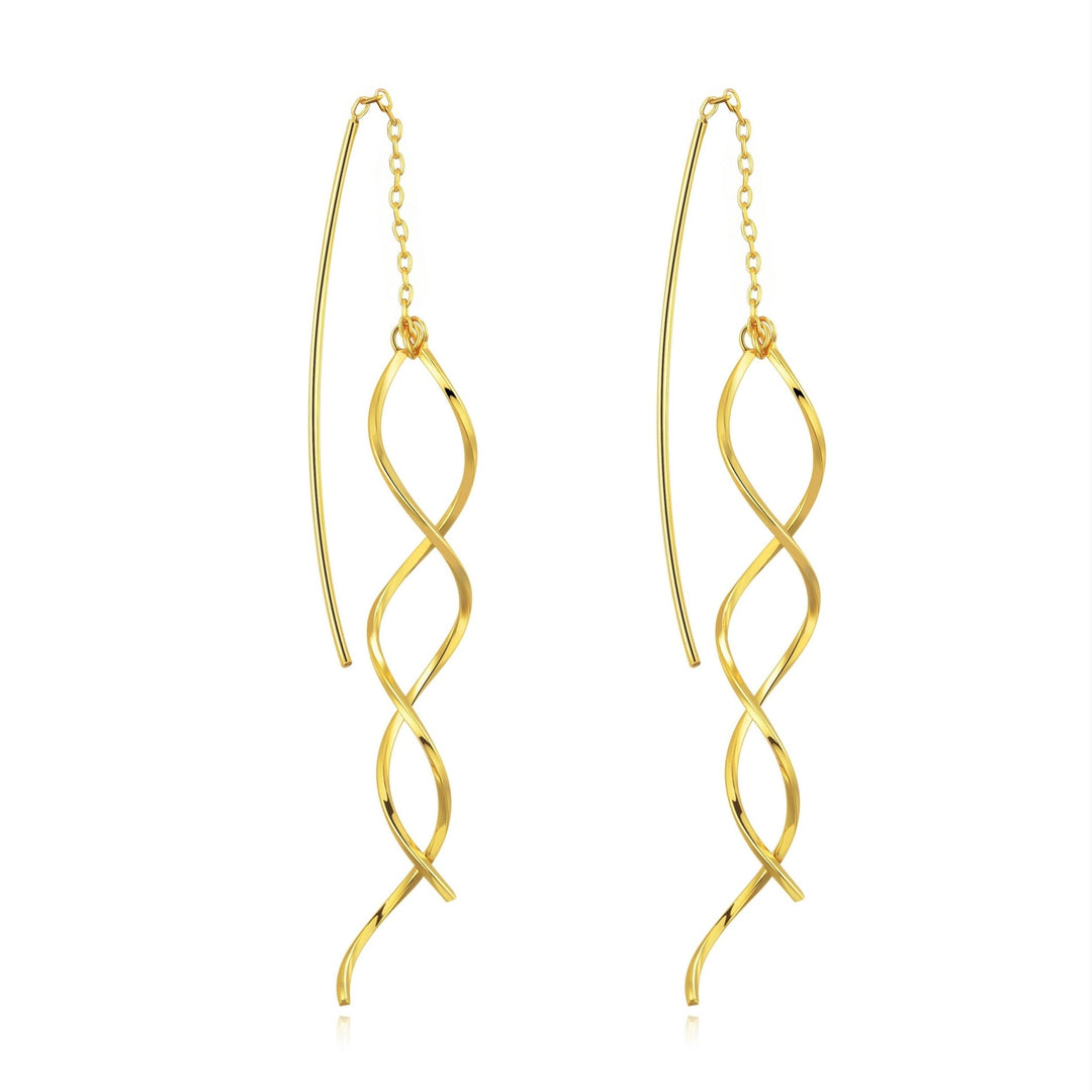 Gold Plated Spiral Thread Earrings - Philip Jones Jewellery