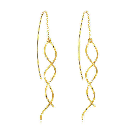 Gold Plated Spiral Thread Earrings - Philip Jones Jewellery