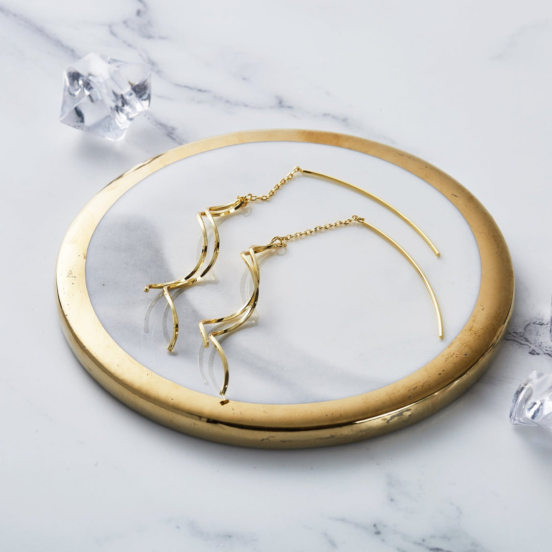 Gold Plated Spiral Thread Earrings - Philip Jones Jewellery
