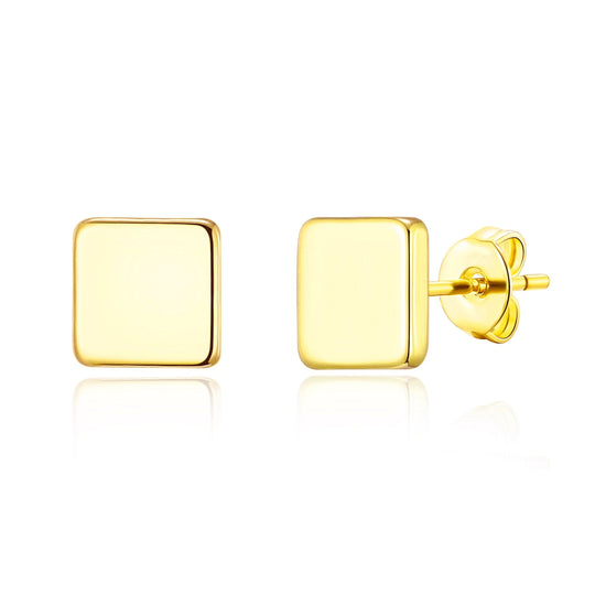 Gold Plated Square Stud Earrings - Philip Jones Jewellery