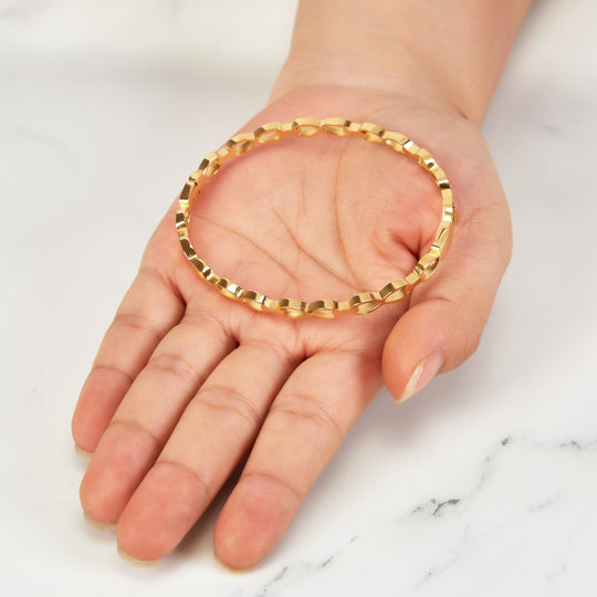 Gold Plated Stainless Steel Infinity Bangle (7 Inch) - Philip Jones Jewellery