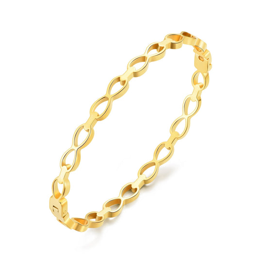 Gold Plated Stainless Steel Infinity Bangle (7 Inch) - Philip Jones Jewellery
