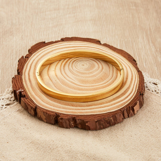 Gold Plated Stainless Steel Polished Bangle (7 Inch) - Philip Jones Jewellery