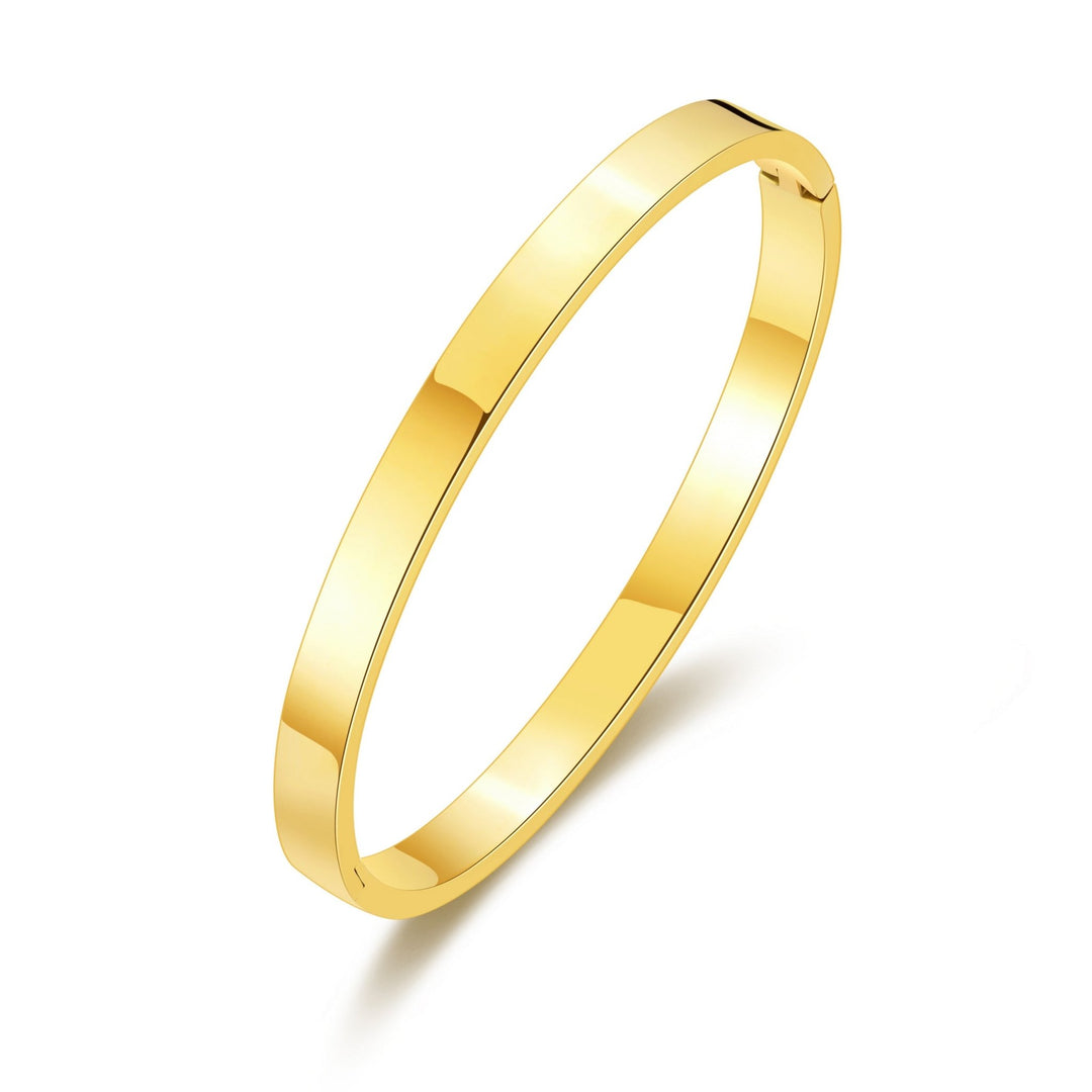 Gold Plated Stainless Steel Polished Bangle (7 Inch) - Philip Jones Jewellery