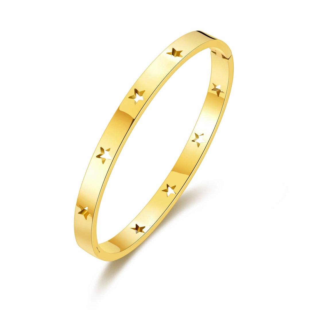 Gold Plated Stainless Steel Star Bangle (7 Inch) - Philip Jones Jewellery