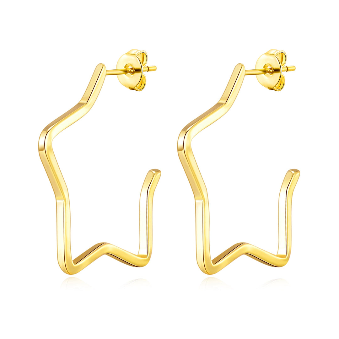 Gold Plated Star Hoop Earrings - Philip Jones Jewellery