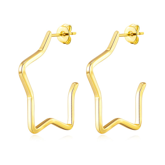 Gold Plated Star Hoop Earrings - Philip Jones Jewellery