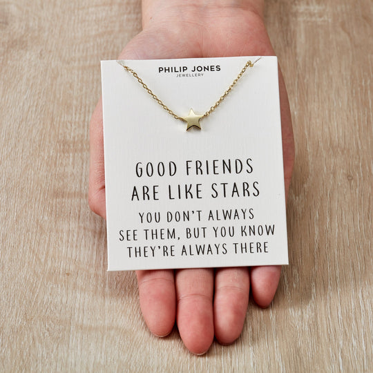 Gold Plated Star Necklace with Quote Card - Philip Jones Jewellery