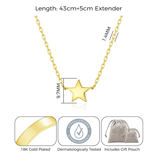 Gold Plated Star Necklace with Quote Card - Philip Jones Jewellery