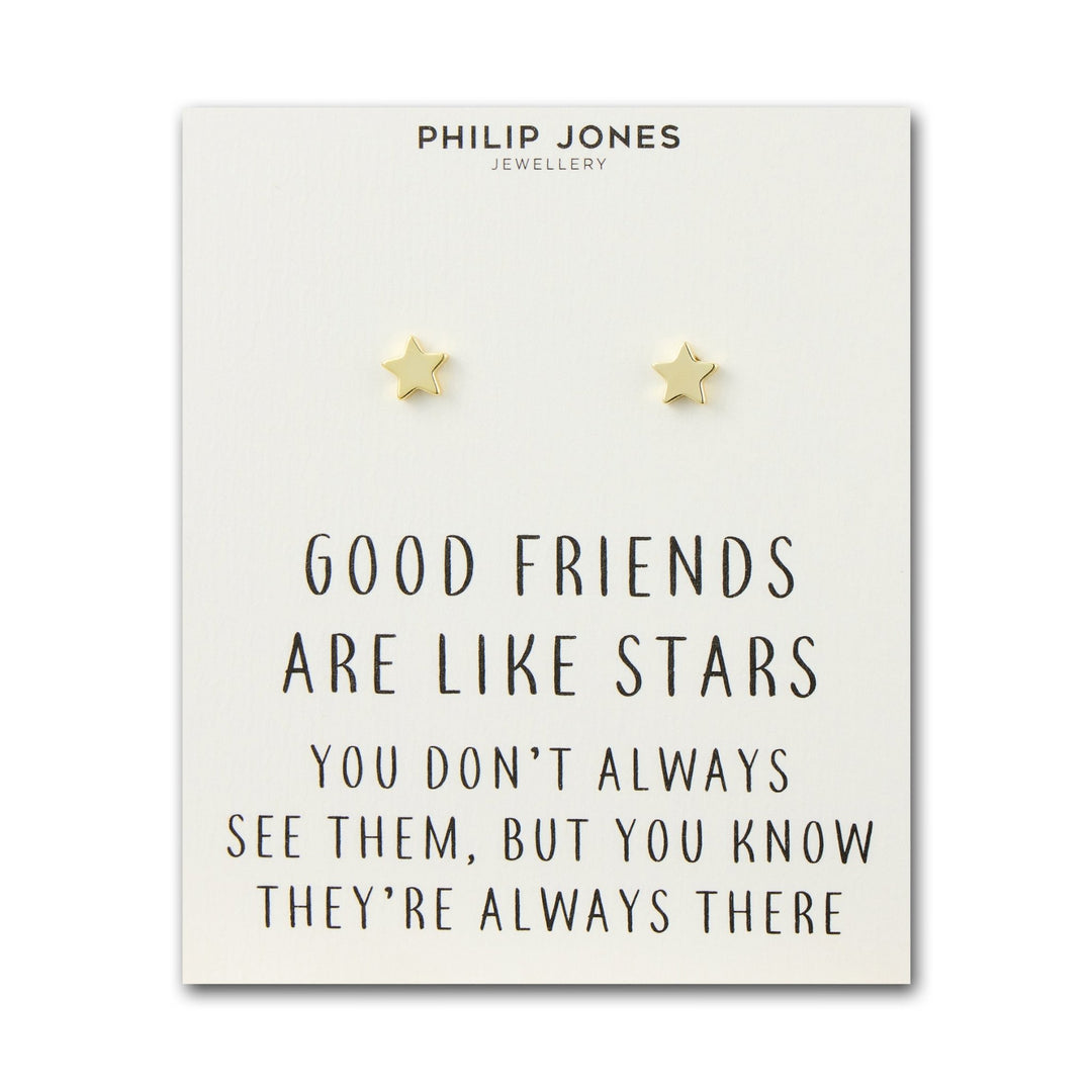 Gold Plated Star Stud Earrings with Quote Card - Philip Jones Jewellery