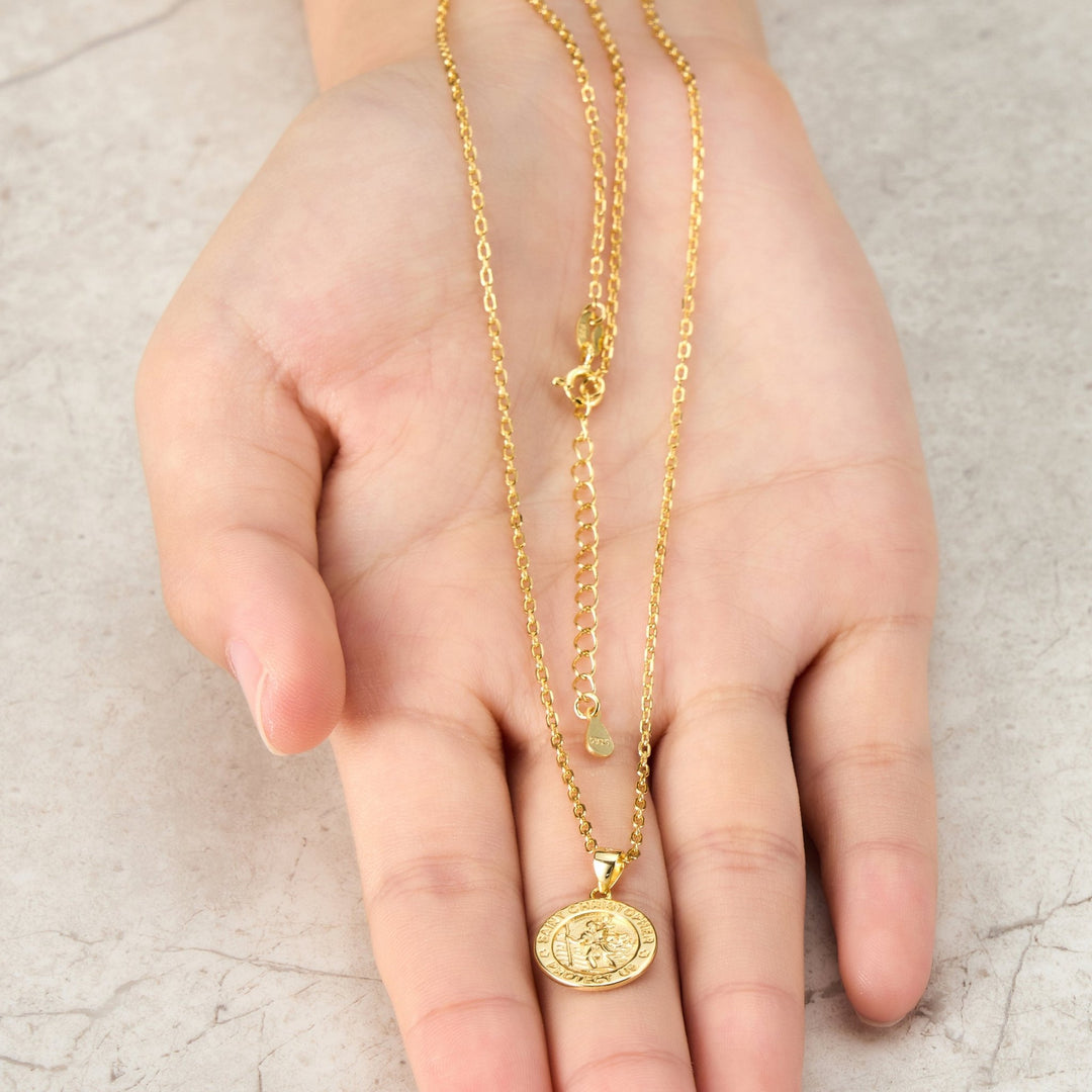Gold Plated Sterling Silver St Christopher Necklace - Philip Jones Jewellery
