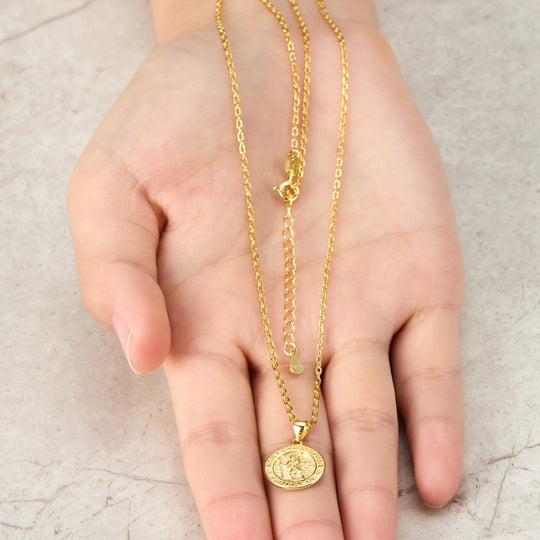 Gold Plated Sterling Silver St Christopher Necklace - Philip Jones Jewellery