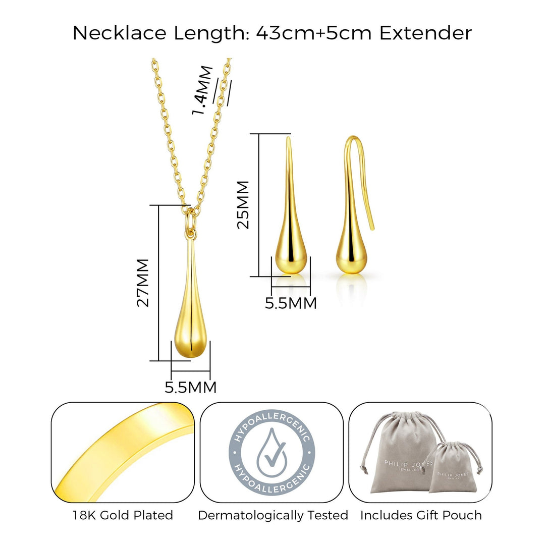 Gold Plated Teardrop Set - Philip Jones Jewellery