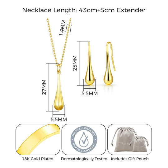 Gold Plated Teardrop Set - Philip Jones Jewellery