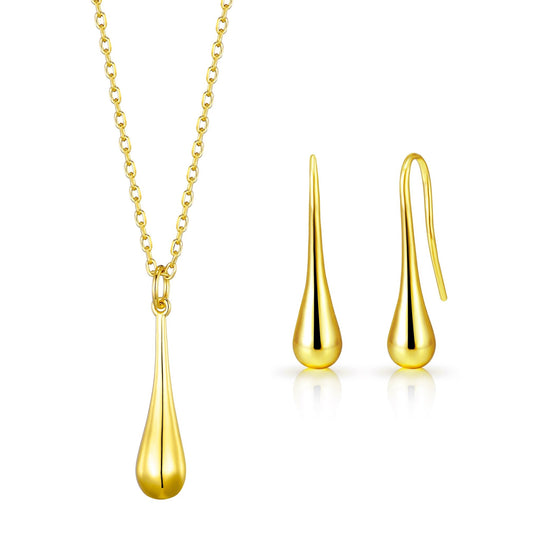 Gold Plated Teardrop Set - Philip Jones Jewellery