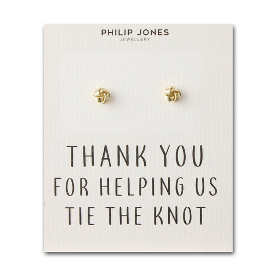 Gold Plated Thank You for Helping us Tie The Knot Earrings with Quote Card - Philip Jones Jewellery
