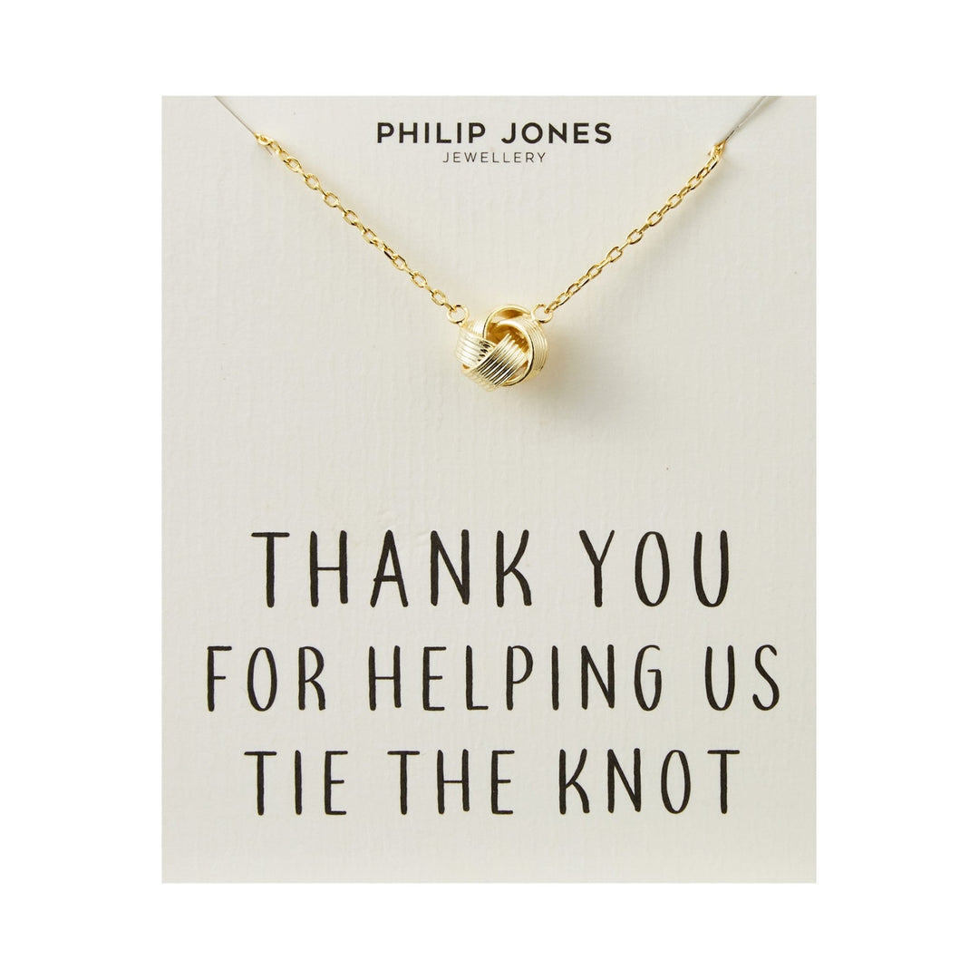 Gold Plated Thank You for Helping us Tie The Knot Necklace with Quote Card - Philip Jones Jewellery
