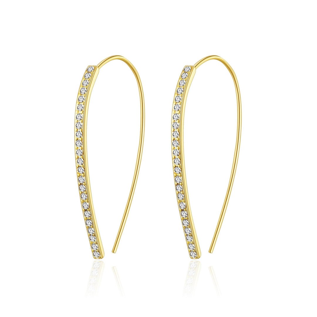 Gold Plated Thread Earrings Created with Zircondia® Crystals - Philip Jones Jewellery