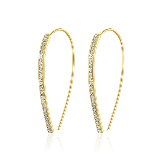 Gold Plated Thread Earrings Created with Zircondia® Crystals - Philip Jones Jewellery