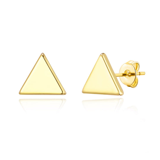 Gold Plated Triangle Stud Earrings - Philip Jones Jewellery