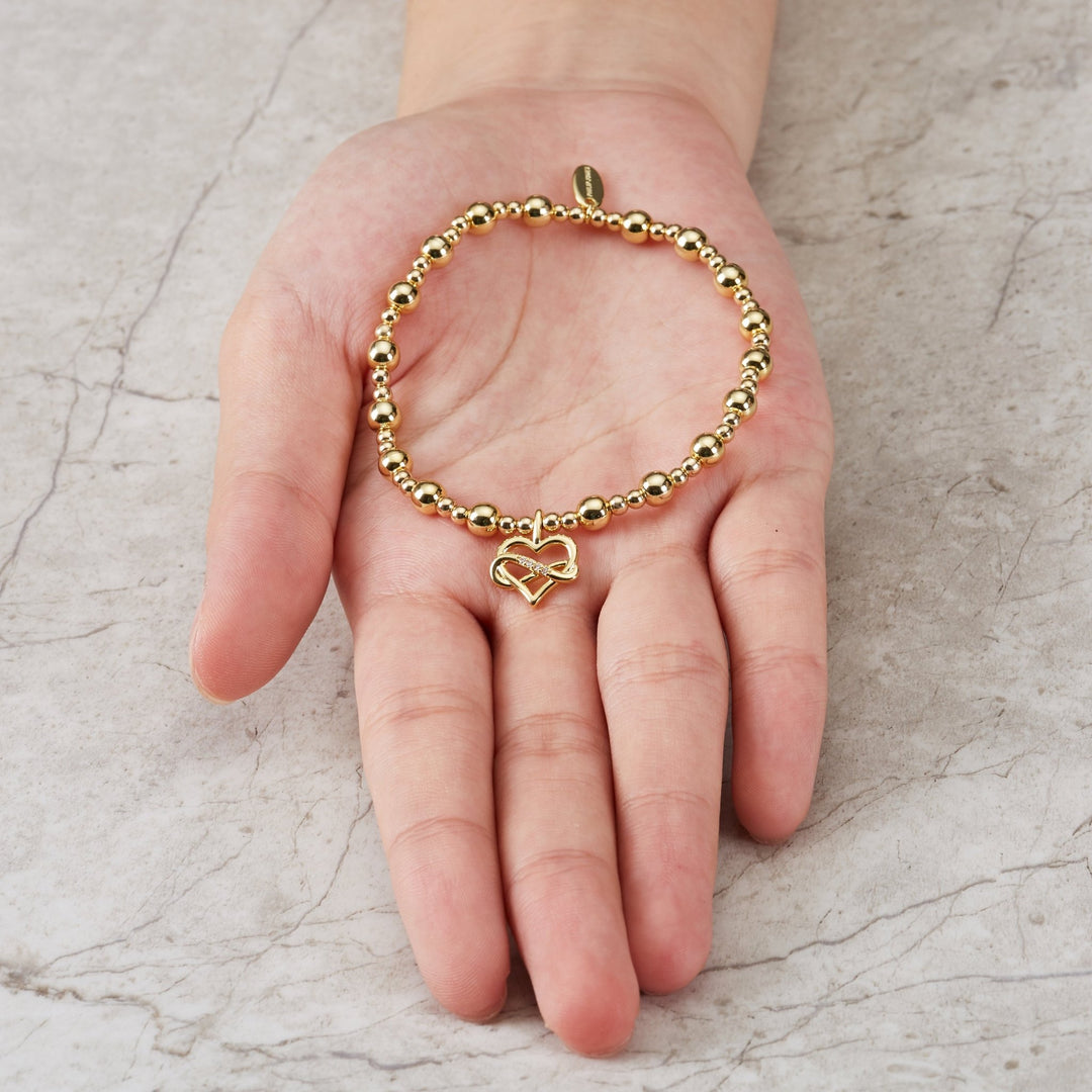 Gold Plated True Friendship Quote Stretch Bracelet with Gift Box - Philip Jones Jewellery