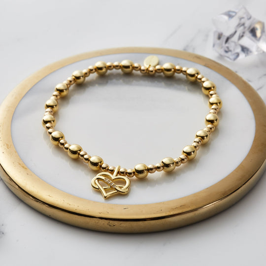 Gold Plated True Friendship Quote Stretch Bracelet with Gift Box - Philip Jones Jewellery