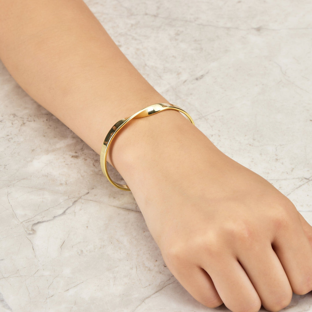 Gold Plated Twist Cuff Bangle - Philip Jones Jewellery