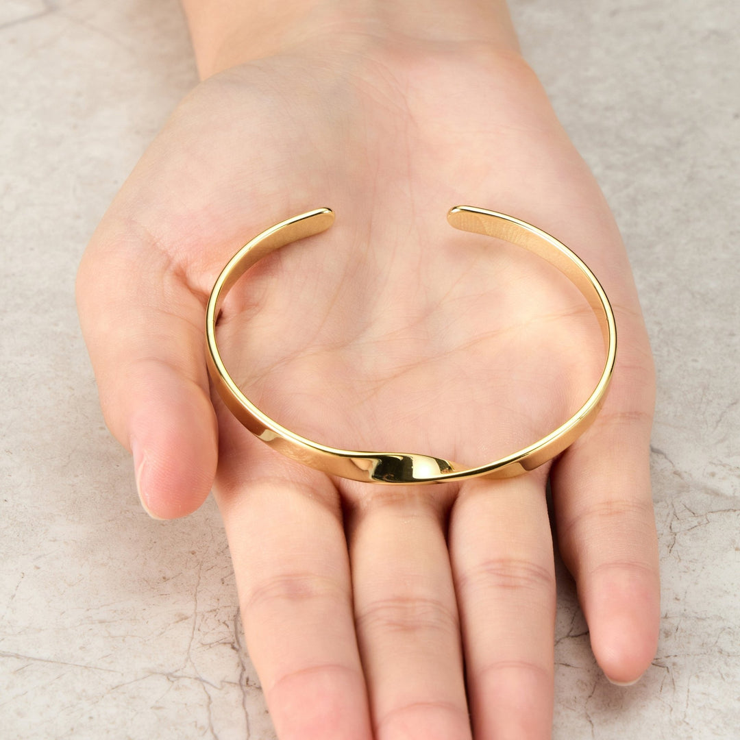 Gold Plated Twist Cuff Bangle - Philip Jones Jewellery