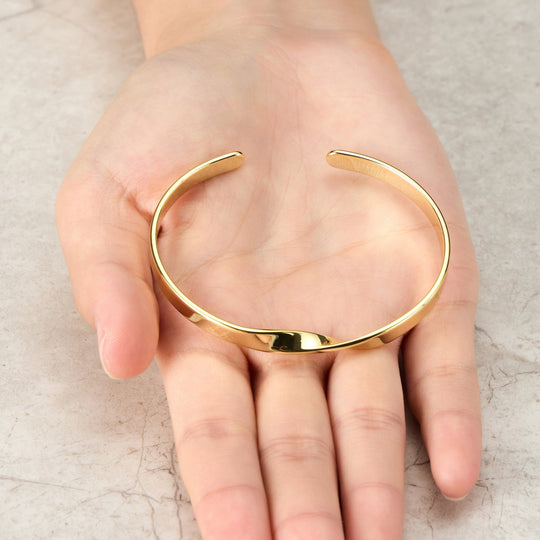 Gold Plated Twist Cuff Bangle - Philip Jones Jewellery