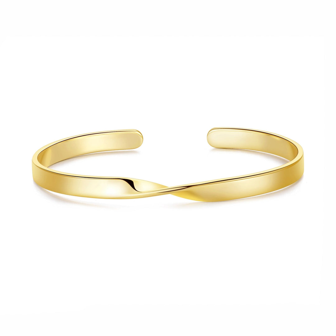 Gold Plated Twist Cuff Bangle - Philip Jones Jewellery
