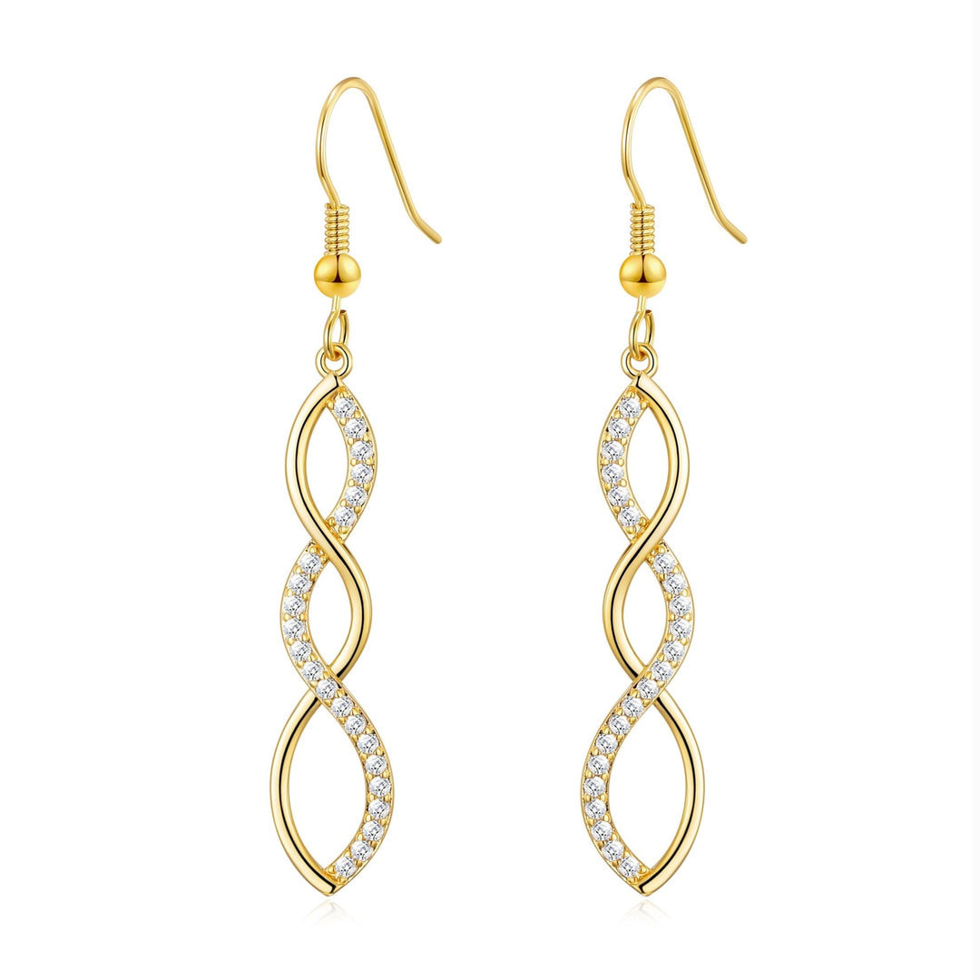 Gold Plated Twist Drop Earrings Created with Zircondia® Crystals - Philip Jones Jewellery