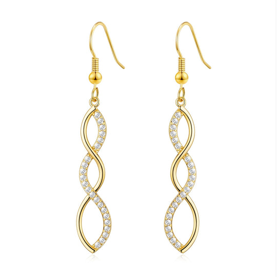 Gold Plated Twist Drop Earrings Created with Zircondia® Crystals - Philip Jones Jewellery
