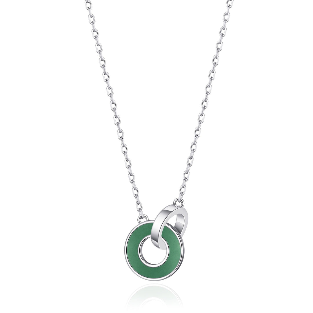 Green Aventurine Gemstone Circle Link Necklace - Philip Jones Jewellery