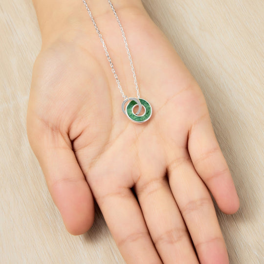Green Aventurine Gemstone Circle Link Necklace - Philip Jones Jewellery