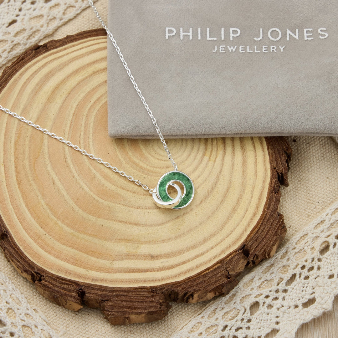 Green Aventurine Gemstone Circle Link Necklace - Philip Jones Jewellery