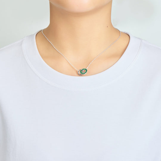 Green Aventurine Gemstone Circle Link Necklace - Philip Jones Jewellery