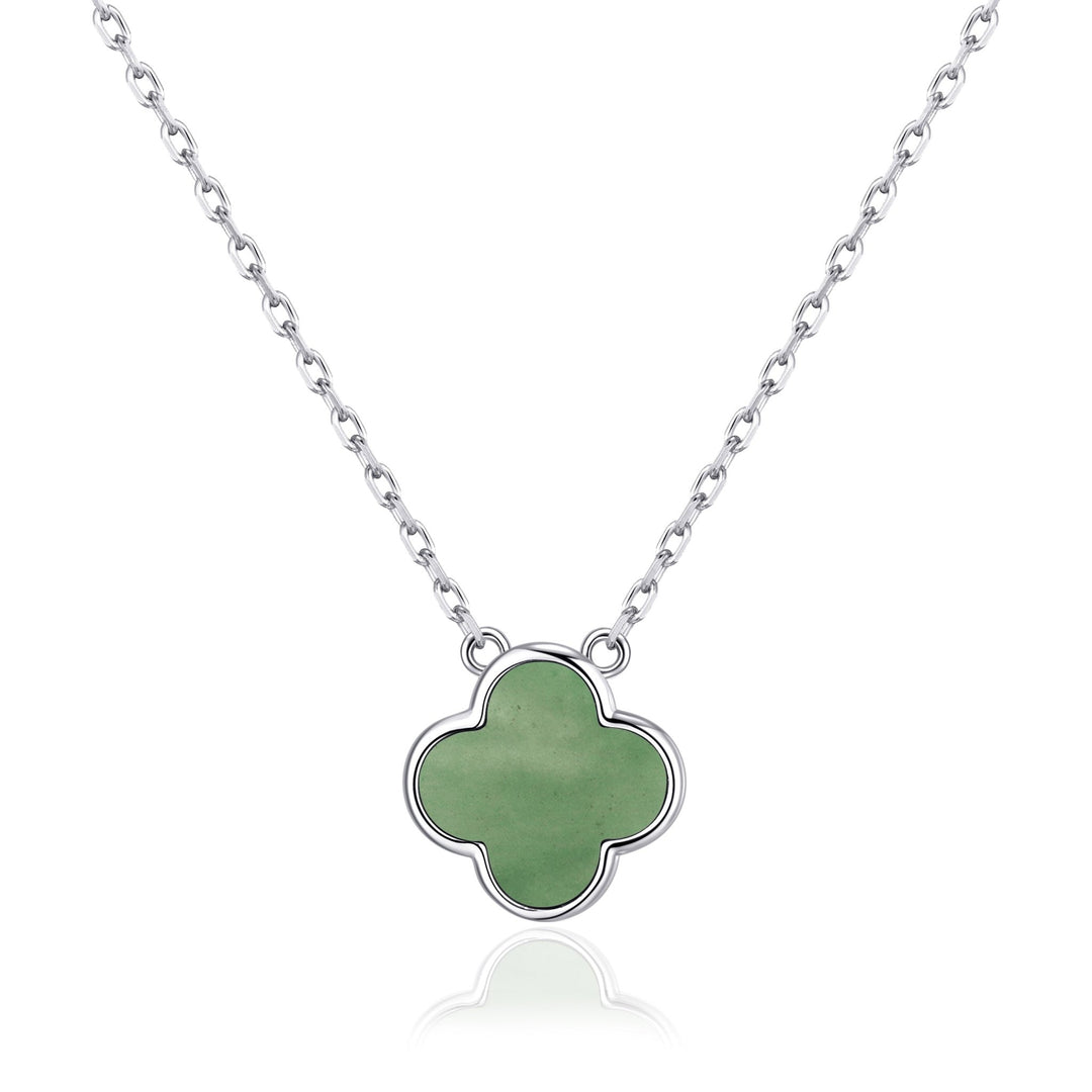 Green Aventurine Gemstone Clover Necklace - Philip Jones Jewellery