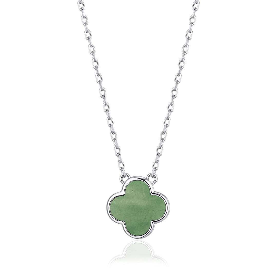 Green Aventurine Gemstone Clover Necklace - Philip Jones Jewellery