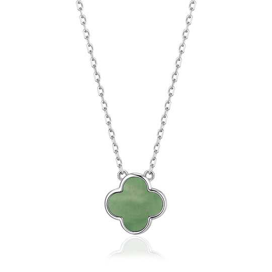 Green Aventurine Gemstone Clover Necklace - Philip Jones Jewellery