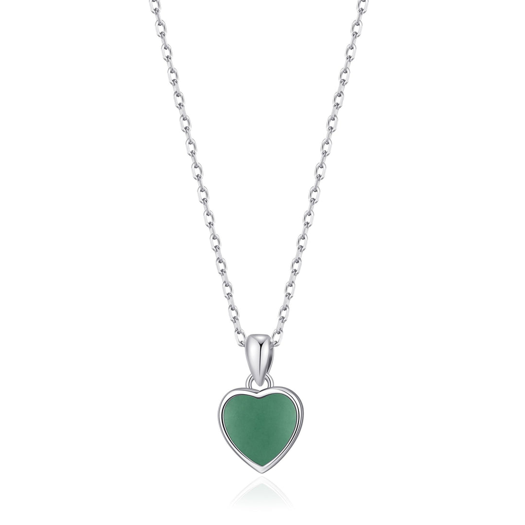 Green Aventurine Gemstone Heart Necklace - Philip Jones Jewellery
