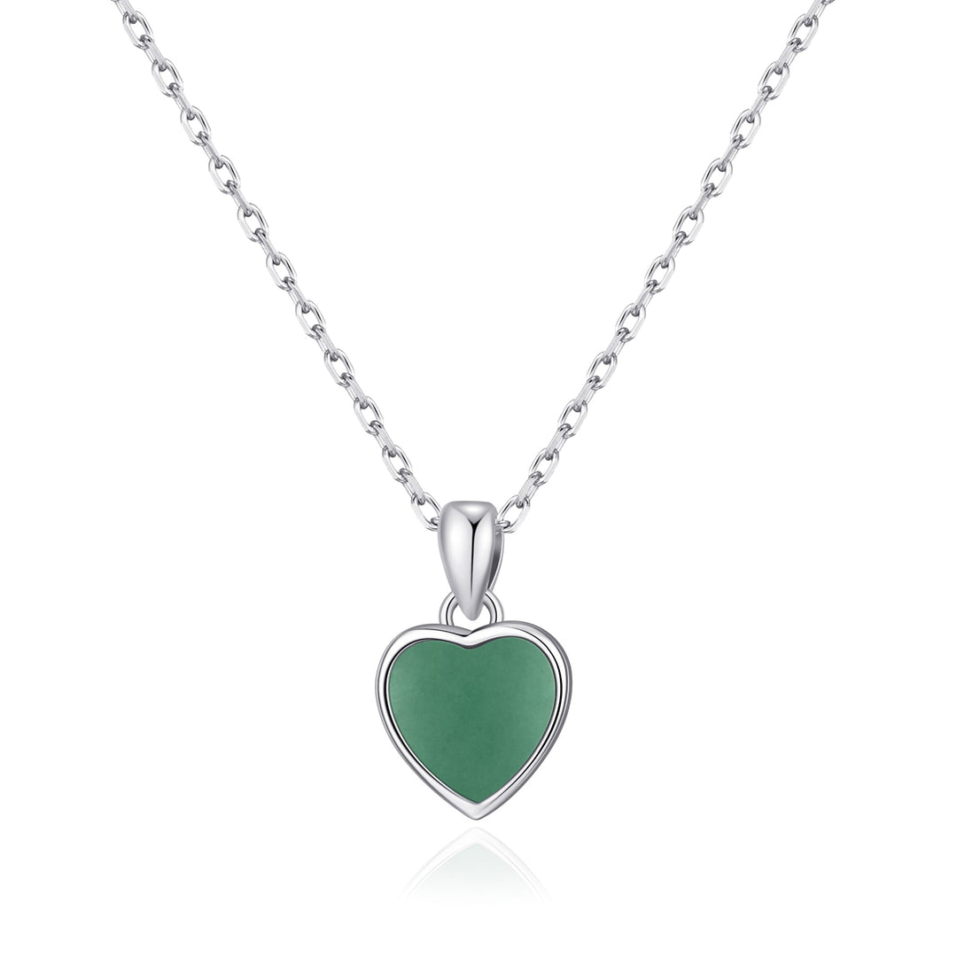 Green Aventurine Gemstone Heart Necklace - Philip Jones Jewellery