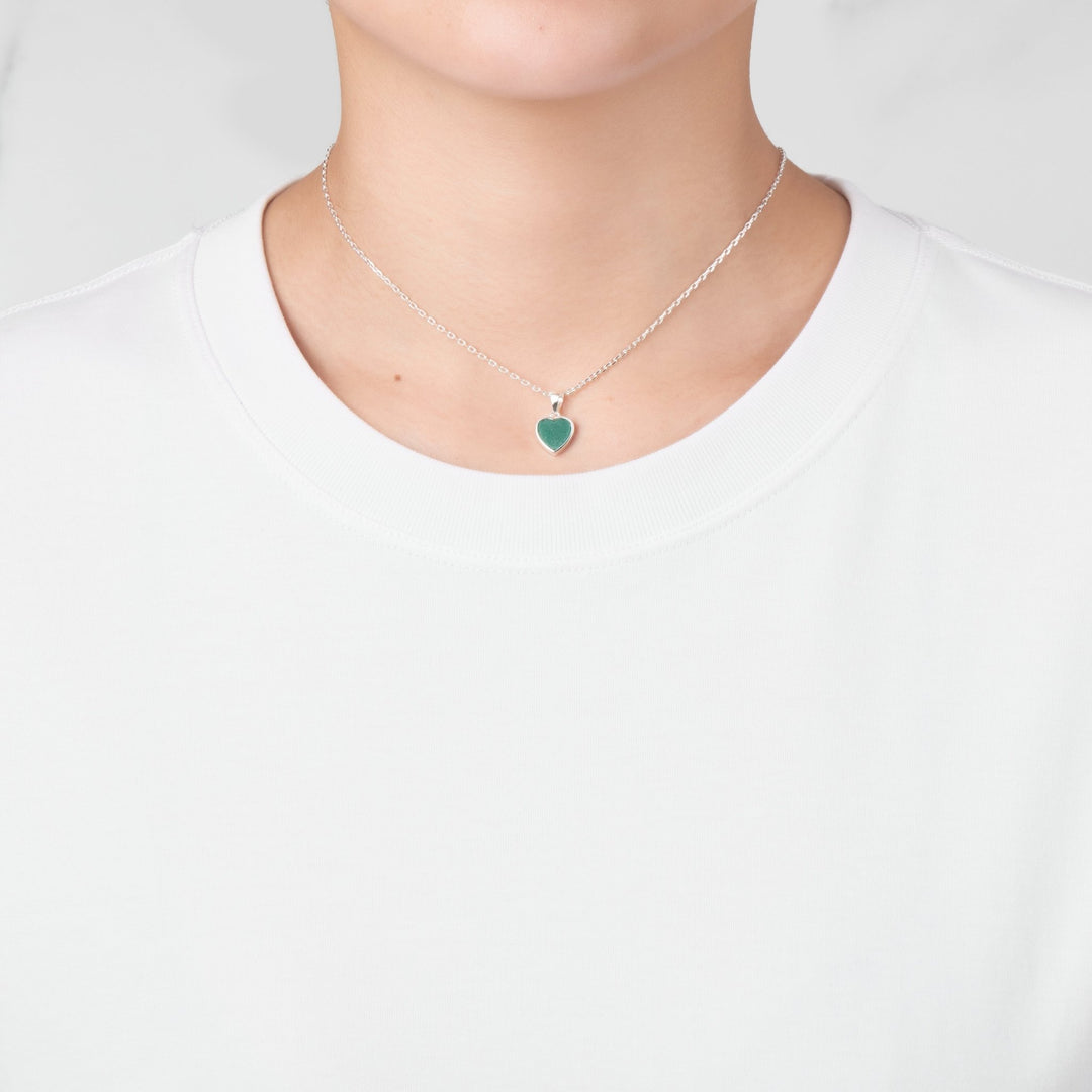 Green Aventurine Gemstone Heart Necklace - Philip Jones Jewellery