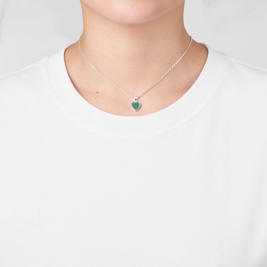 Green Aventurine Gemstone Heart Necklace - Philip Jones Jewellery