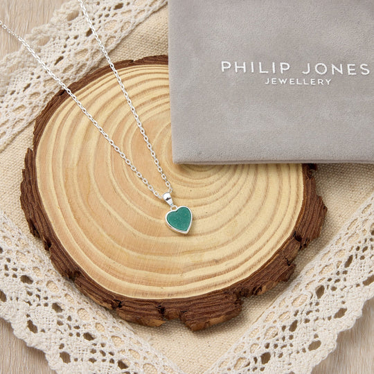 Green Aventurine Gemstone Heart Necklace - Philip Jones Jewellery