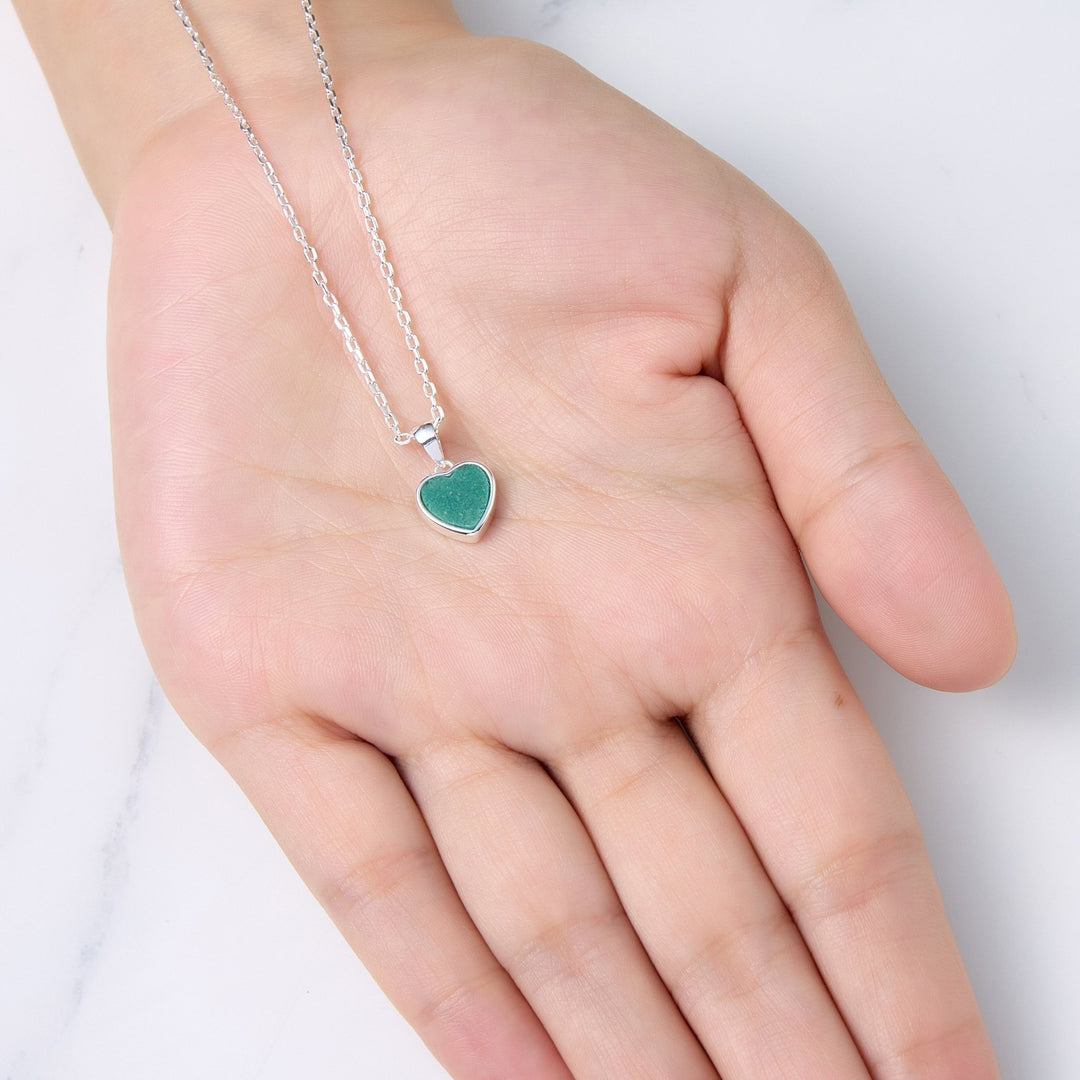 Green Aventurine Gemstone Heart Necklace - Philip Jones Jewellery