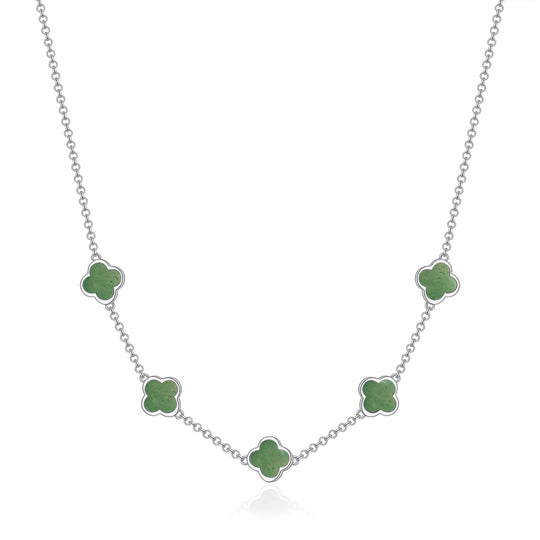 Green Aventurine Gemstone Multi Clover Necklace - Philip Jones Jewellery