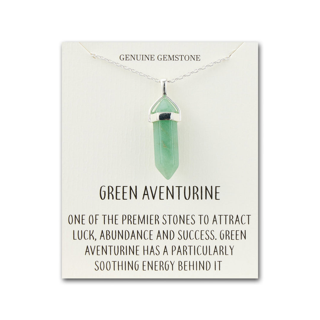 Green Aventurine Gemstone Necklace with Quote Card - Philip Jones Jewellery