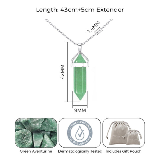 Green Aventurine Genuine Gemstone Necklace - Philip Jones Jewellery