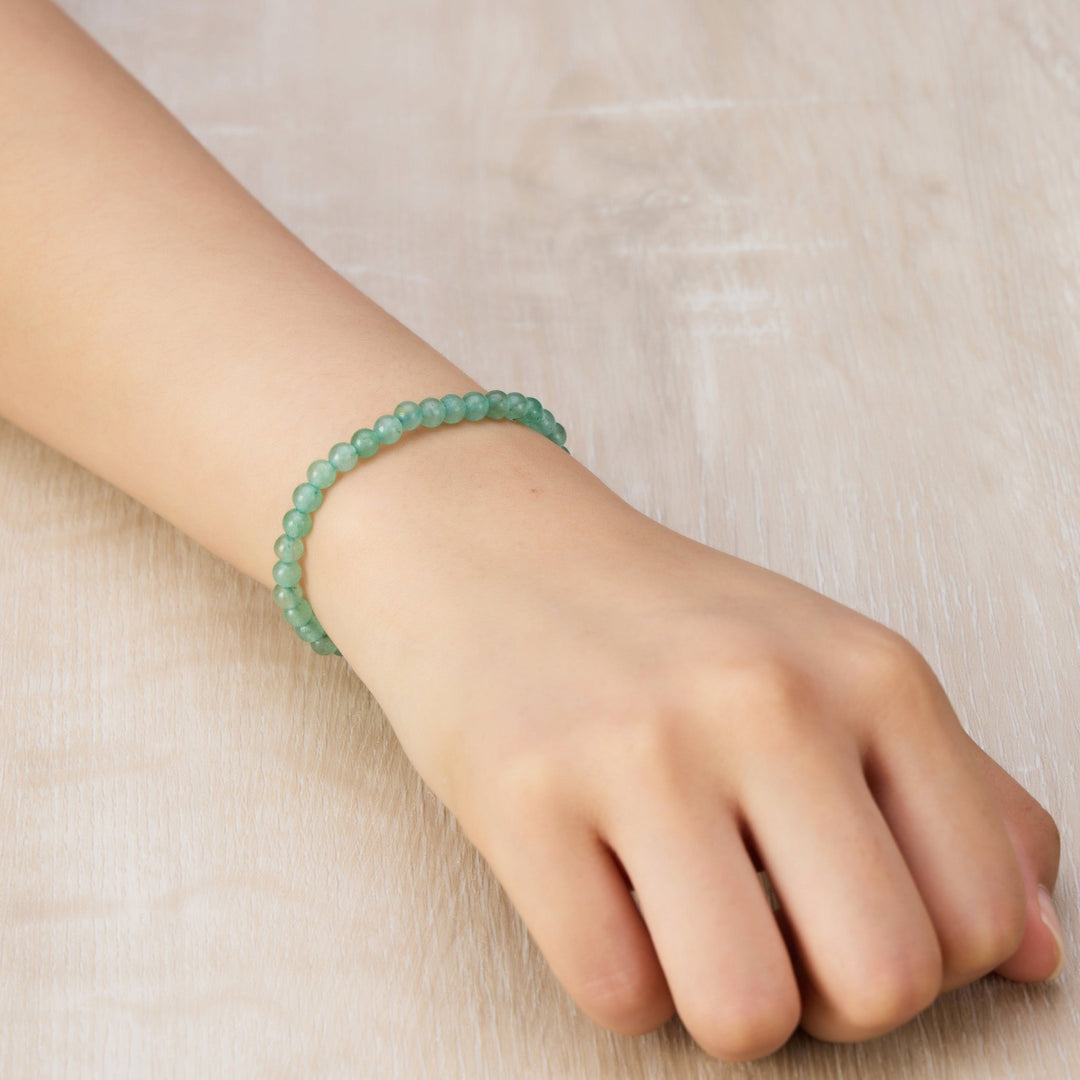 Green Aventurine Mini Beaded Gemstone Stretch Bracelet - Philip Jones Jewellery