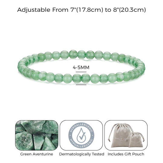 Green Aventurine Mini Beaded Gemstone Stretch Bracelet - Philip Jones Jewellery